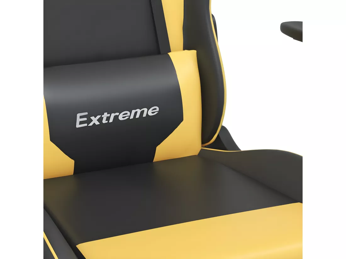 Chaise de jeu de massage et repose-pied Noir doré Similicuir