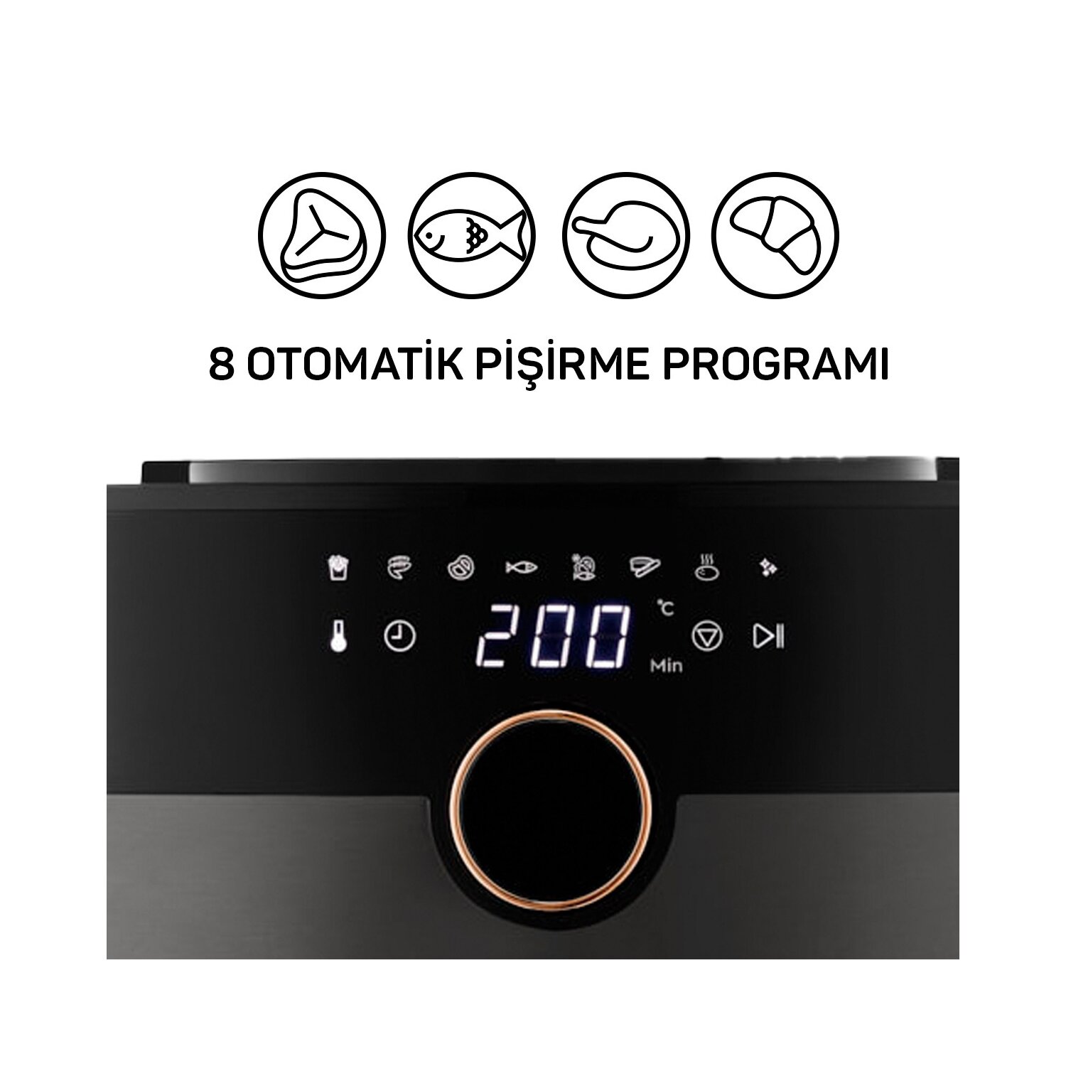 Heißluftfritteuse Air Fryer Schwarz/Kupfer