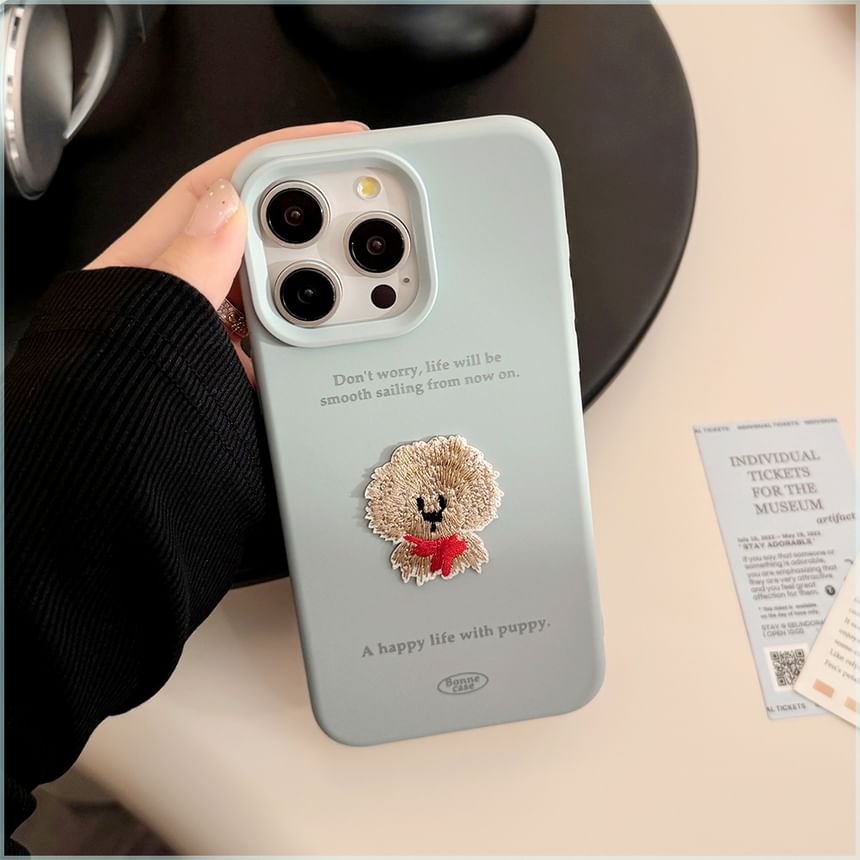 Voor het geval dat - Geborduurd puppy-hoesje voor mobiele telefoon - iPhone 16 / iPhone 15 / iPhone 14 / iPhone 13 / iPhone 12