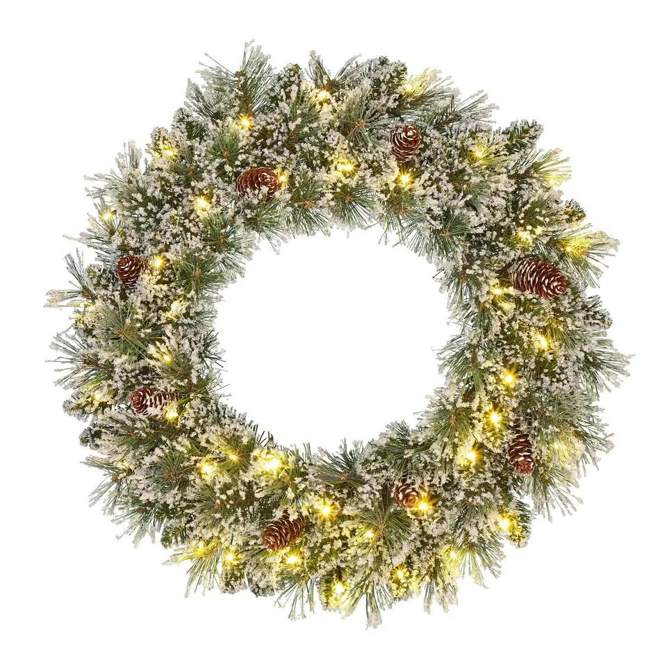 Black Box Trees Vandans Kerstkrans met LED - Ø60 cm - Groen Frosted