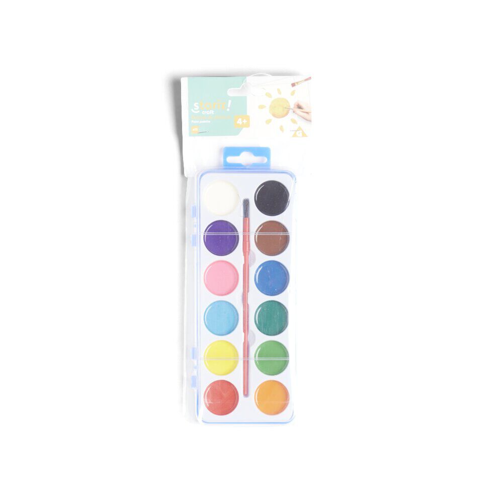 Palette de peinture avec pinceau 12 couleurs