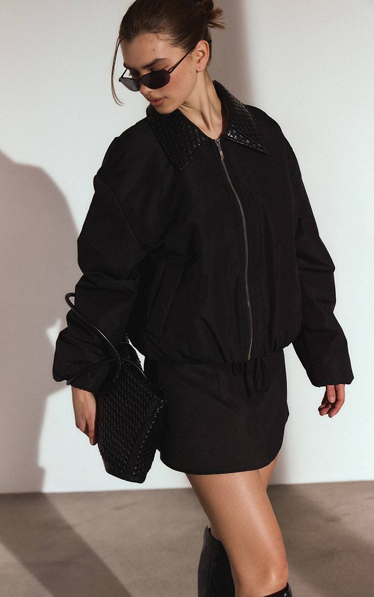 Noir Jupe-short Tissée À Taille Nouée