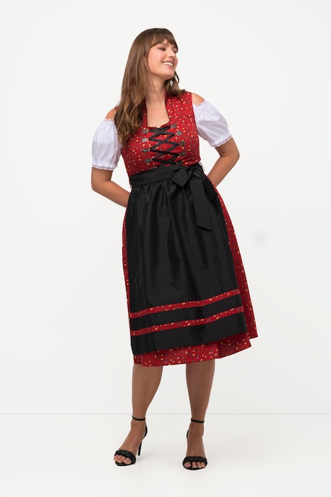 Dirndl, Schnürung, Stehkragen, V-Ausschnitt, ärmellos