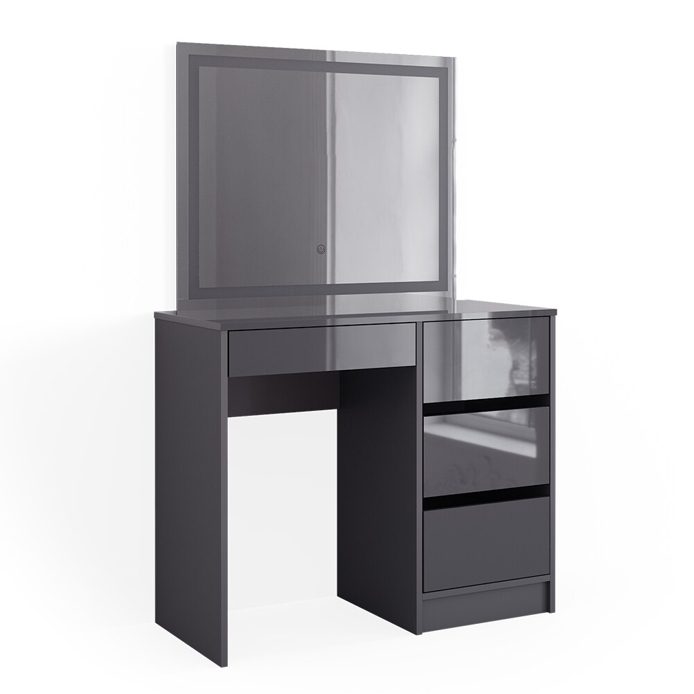 Vicco Schminktisch Sherry Anthrazit Hochglanz 90 x 75 cm LED-Spiegel modern