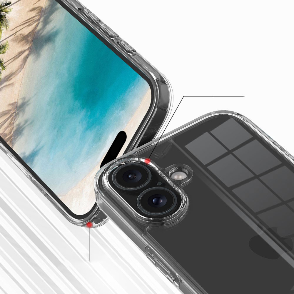 iPhone 16 Hybrid Hülle TPU Bumper mit Acryl Rückseite - Transparent
