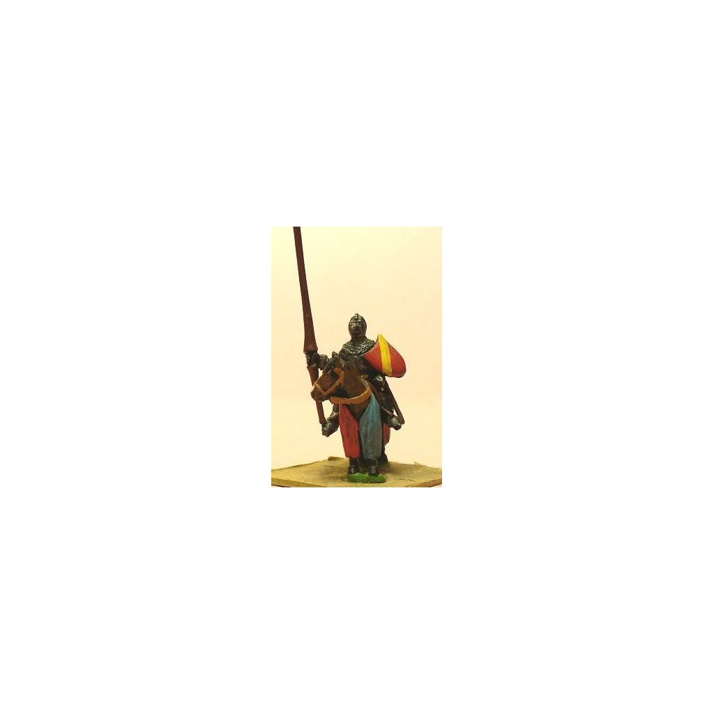 Late Medieval: Knights, 1360-1390AD in Bascinets & Jupon with Lance & Shield, on Barded Horse