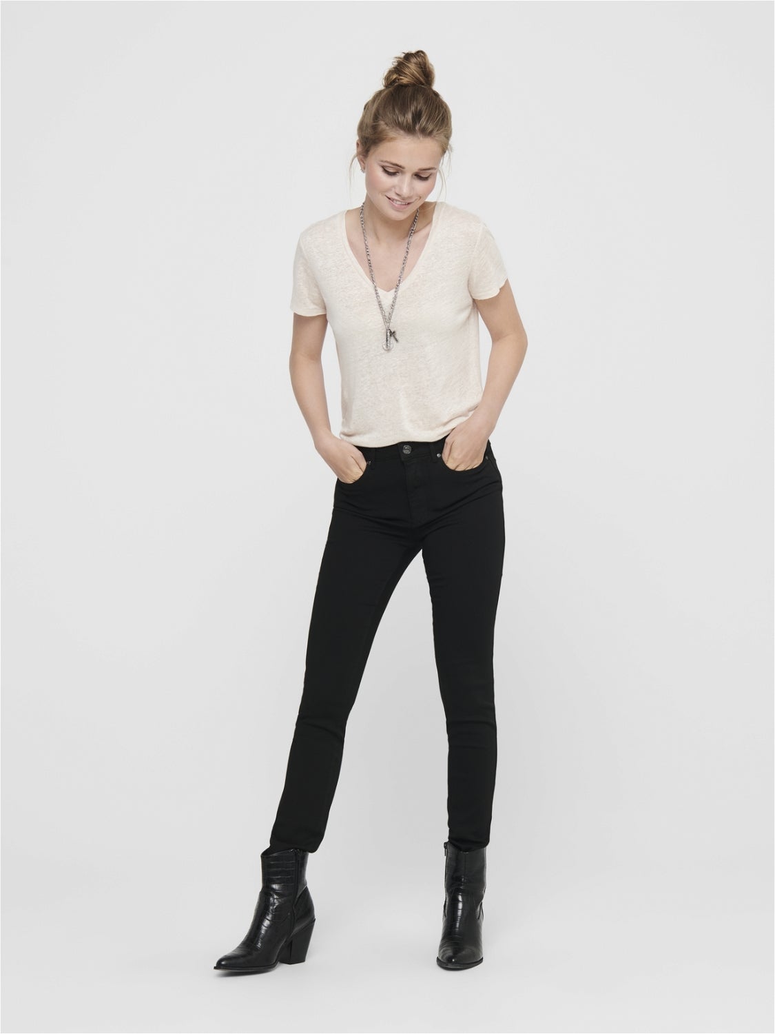ONLFOREVER Hohe Taille Skinny Fit Jeans Black Denim