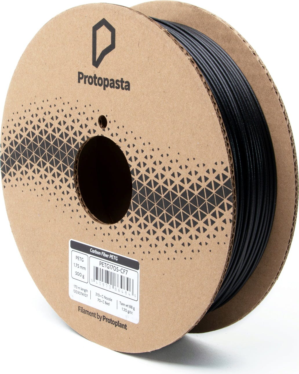 Protopasta  Carbon Fiber PETG, 1,75 mm / 500 g    Mit Kohlenstofffasern verstärktes Allround PETG Filament