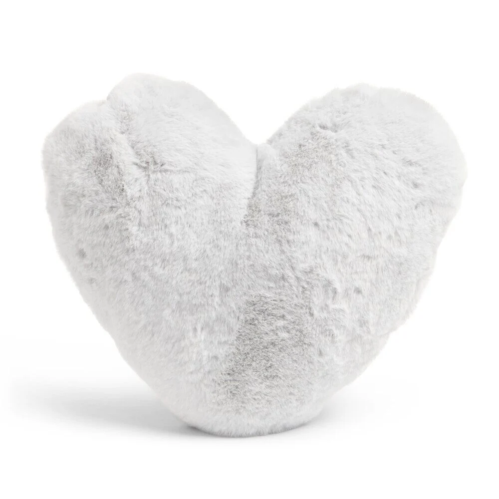 Coussin déco coeur 40x30cm polyester gris ou blanc
