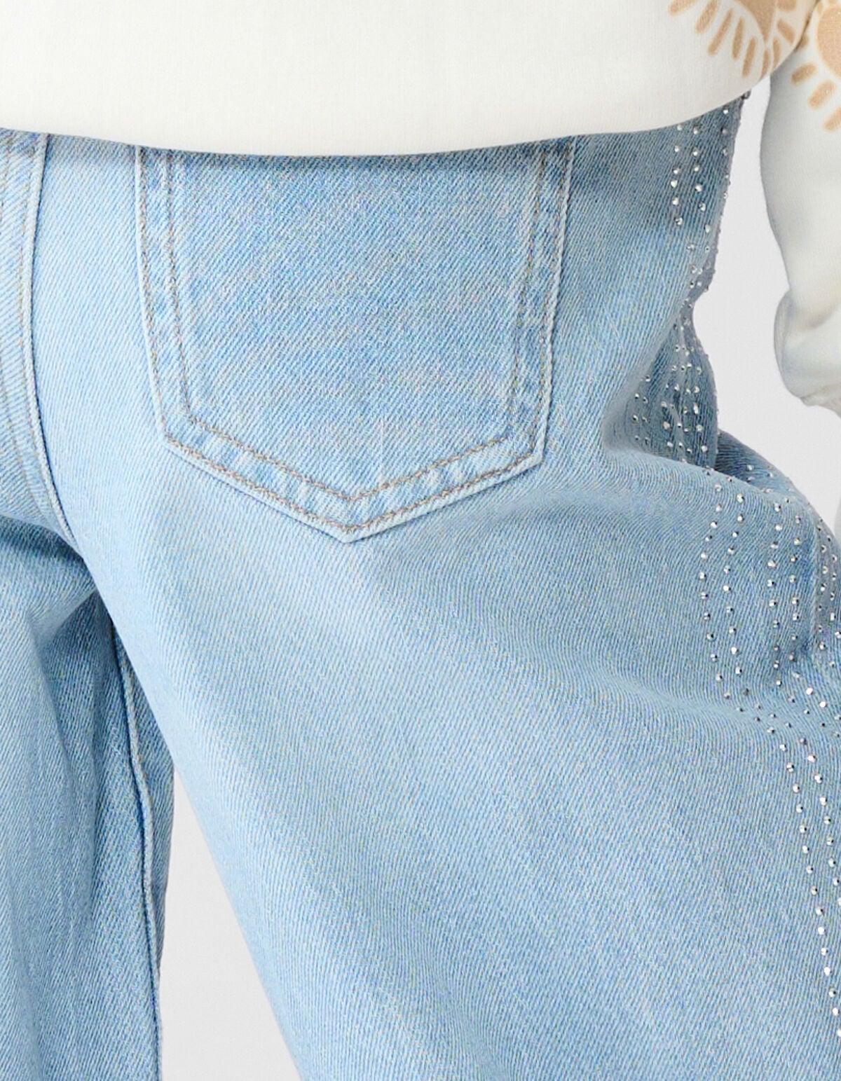 Strass Barrel Fit Jeans Blauw