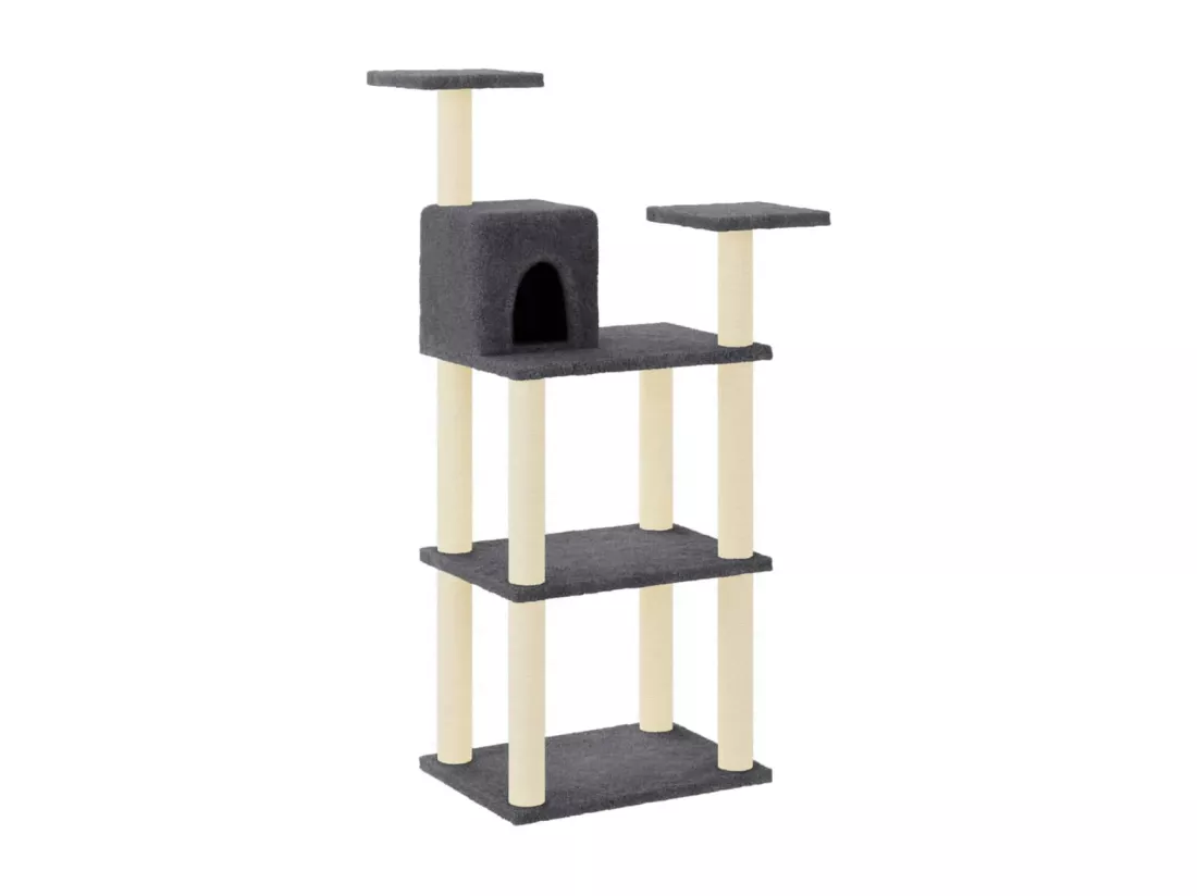 Arbre à chat avec griffoirs en sisal gris foncé 118,5 cm