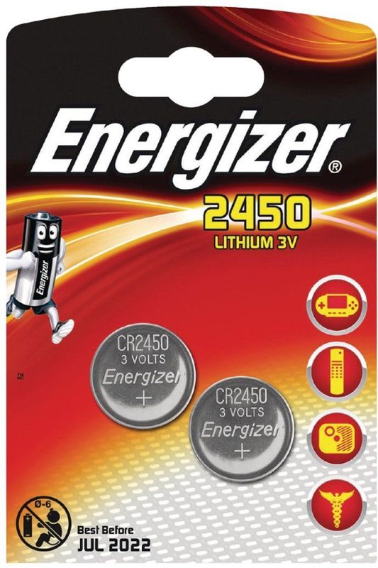 Energizer - CR2450 - Knoopcel Batterij - 24 mm - 3 V - Pak 2 Stuks