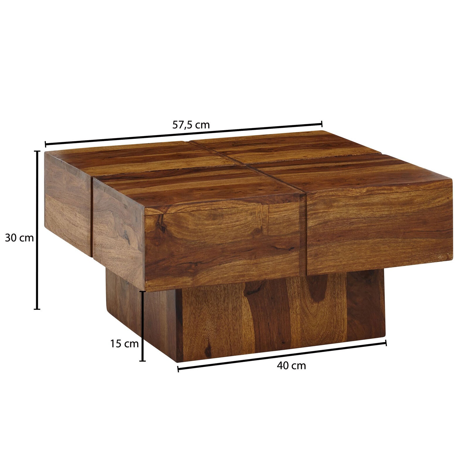 Couchtisch 58 x 58 cm Sheesham massiv