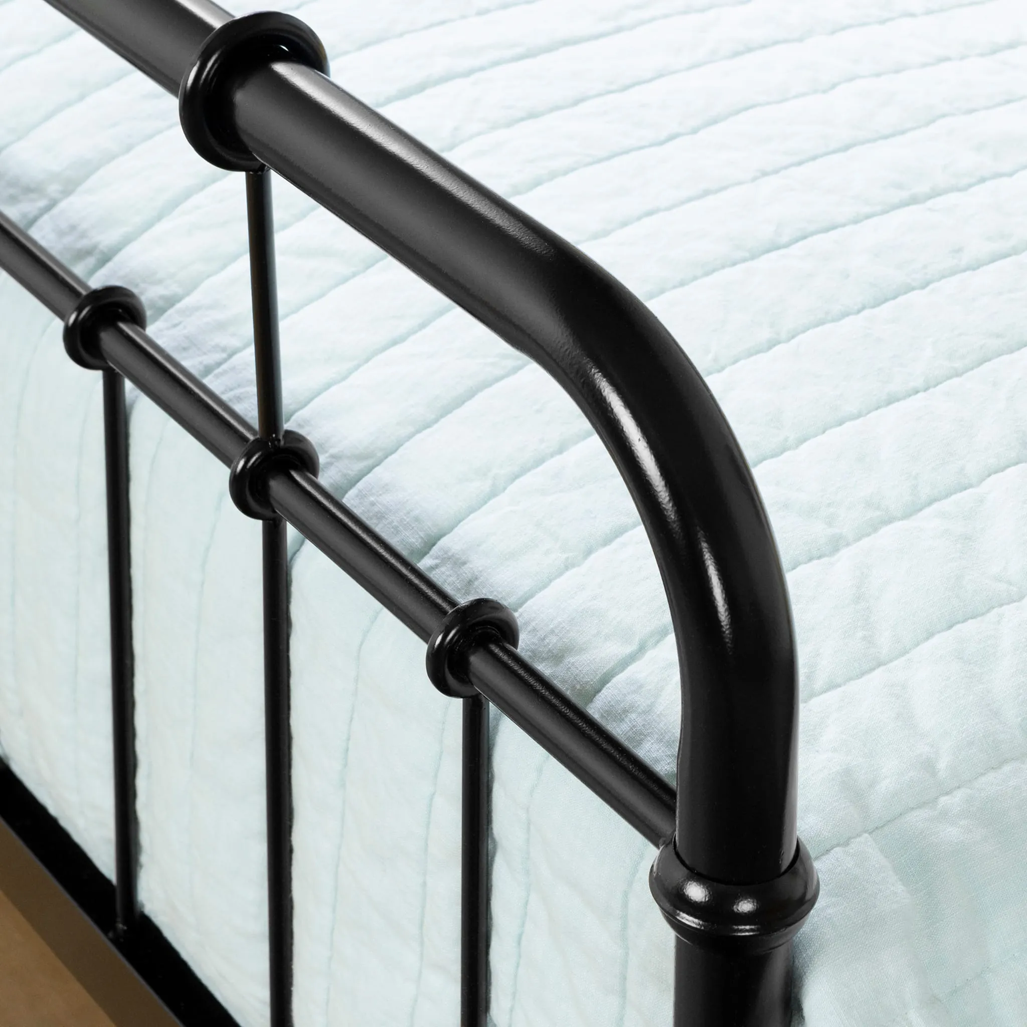 South Shore Lit Simple Complet en Métal - Versa Noir solide