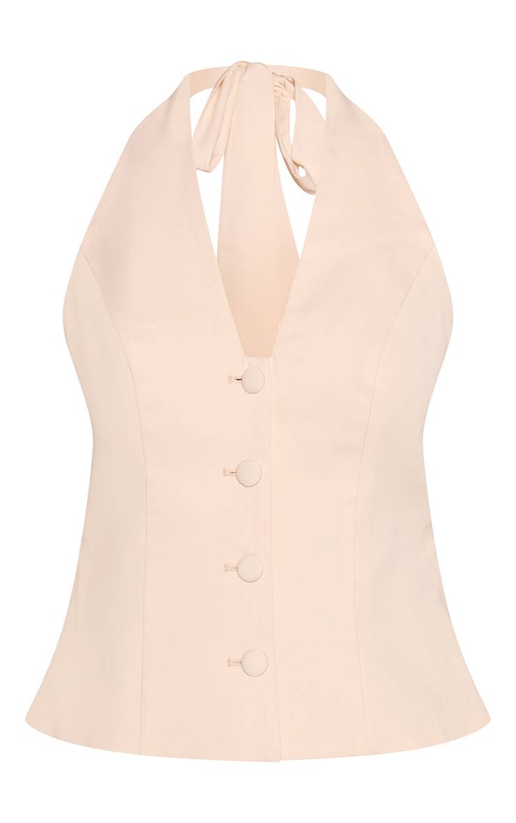 Gilet Sans Manches À Col Licou Avec Boutonnage