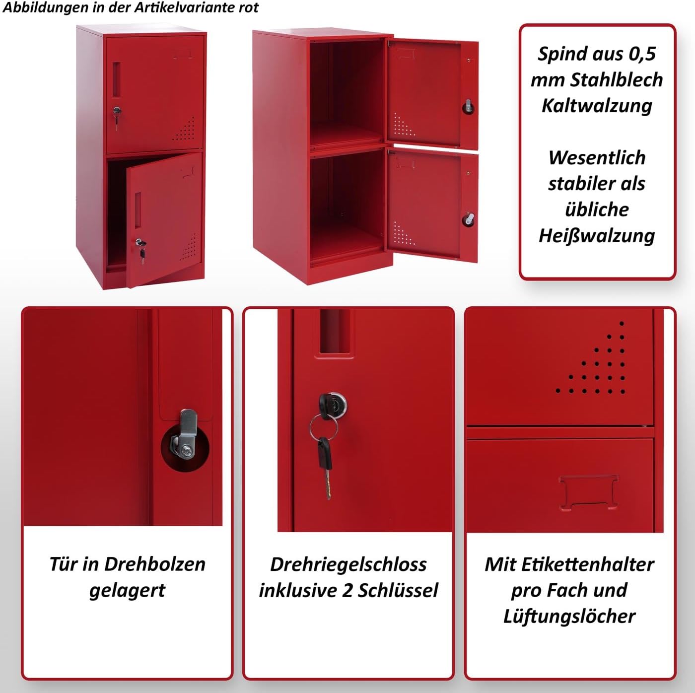 Mendler Spind HWC-P63, Schließfach Wertfachschrank Schließfachschrank 2 Türen, 90x38x45cm Stahl - grün