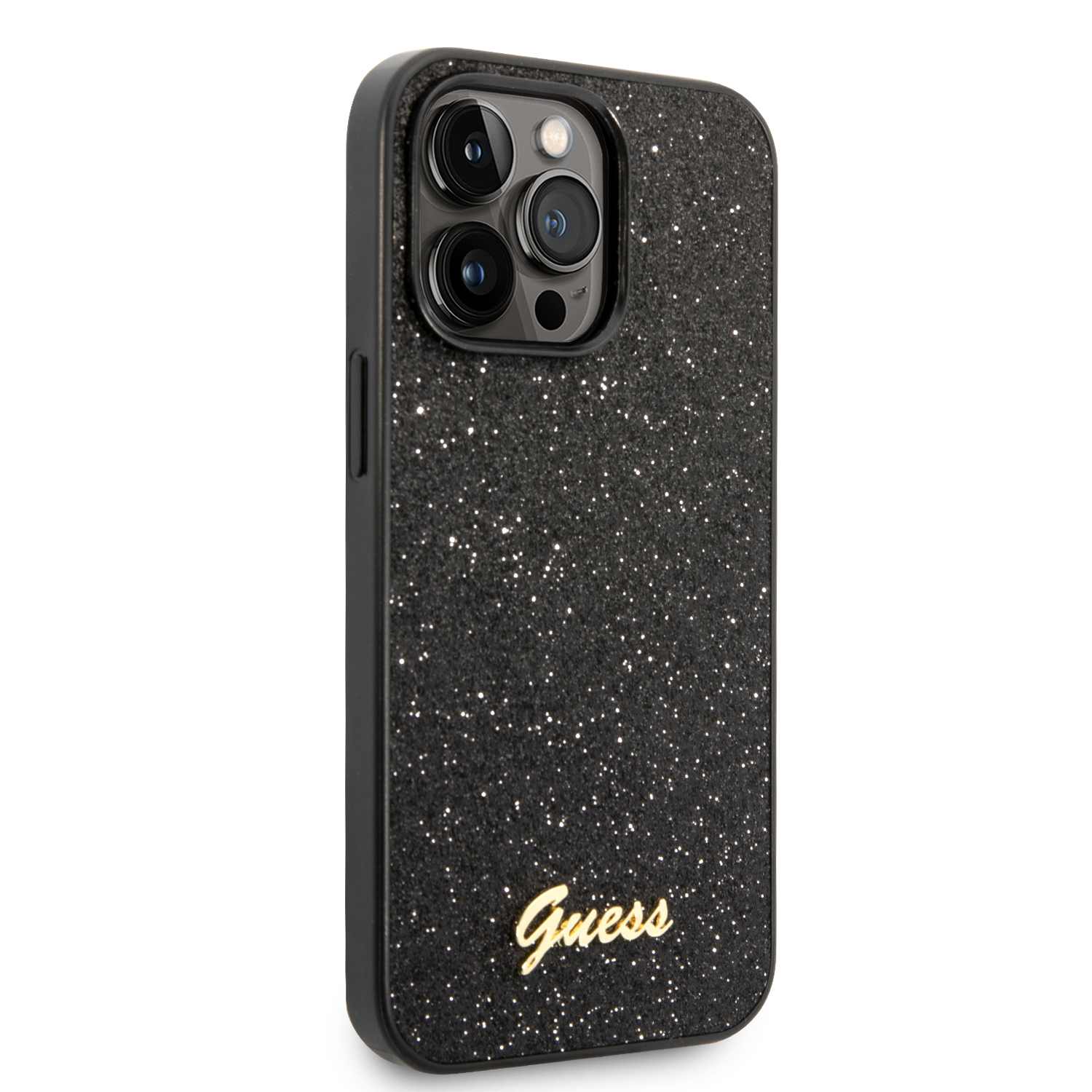 iPhone 14 Pro Max Hardcase Hülle Glitter Script (GUHCP14XHGGSHK) - Schwarz / Transparent