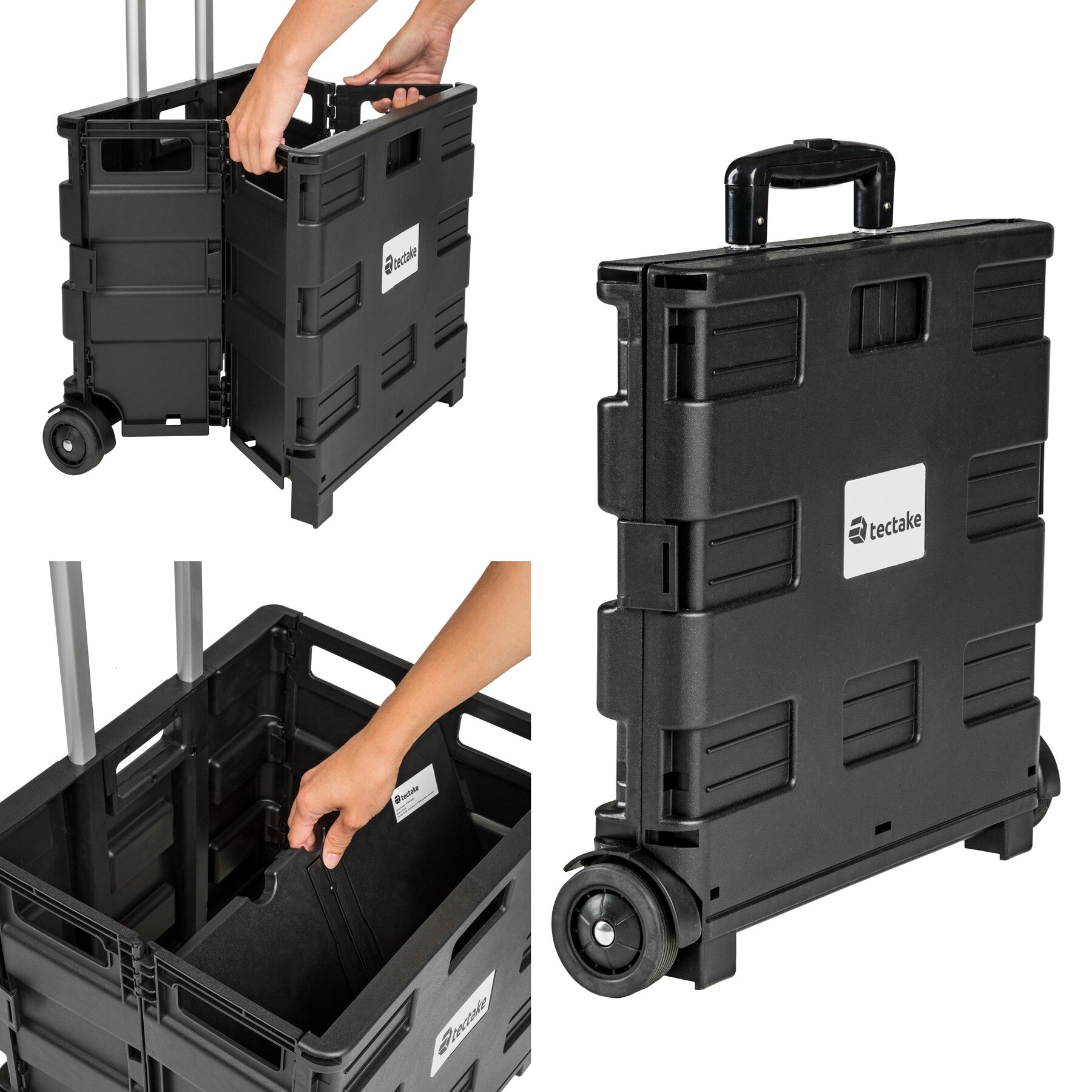 tectake® Einkaufstrolley, klappbar, mit Teleskopgriff, 46 l