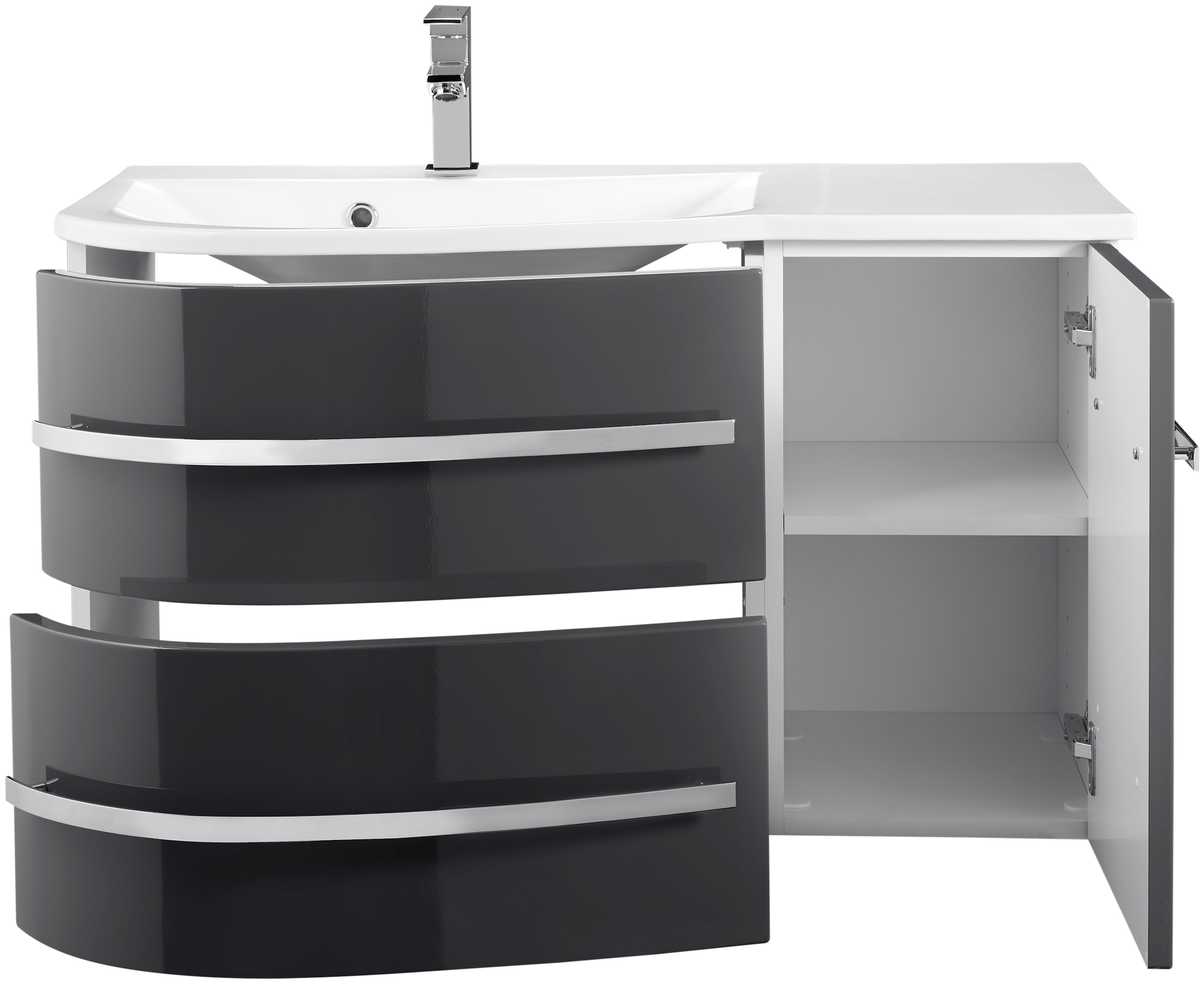 welltime Waschtisch »OSLO« Breite 90cm, geschwungene Form, Ablage rechts