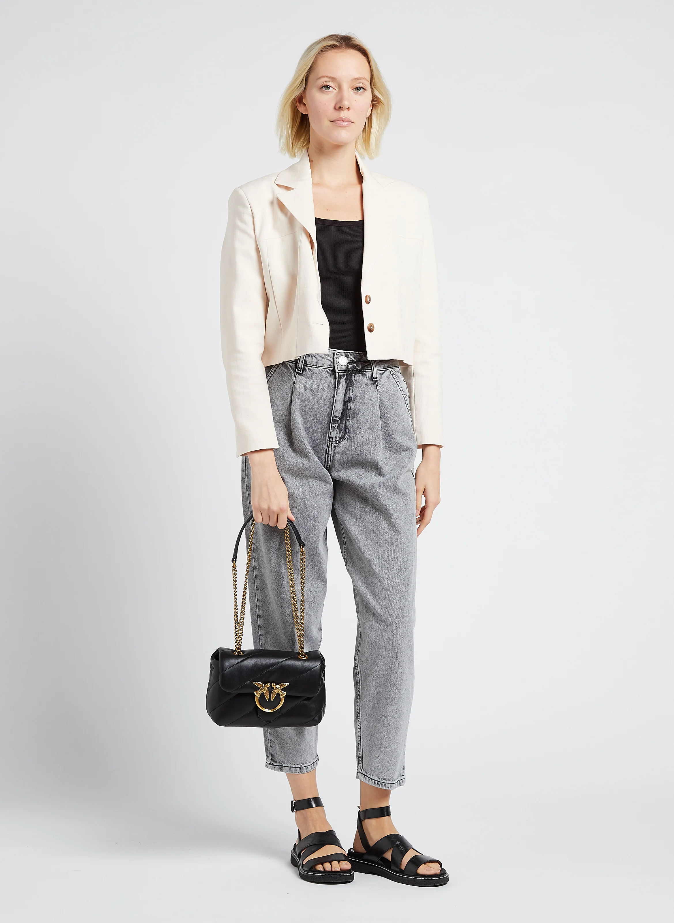 LOVE MINI PUFF CL SHEEP - Sac bandoulière matelassé en cuir | Noir