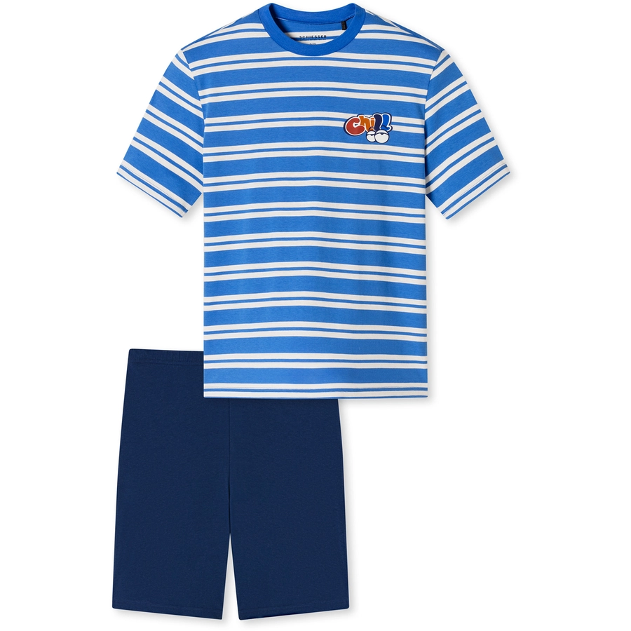Schiesser Pyjama Teens kurz - Organic Cotton blau