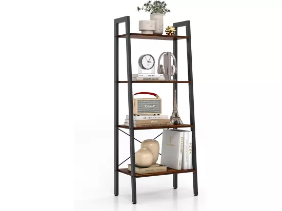 Étagère à 4 niveaux, cadre en métal, style industriel, 56 x 34 x 138 cm (brun rustique)