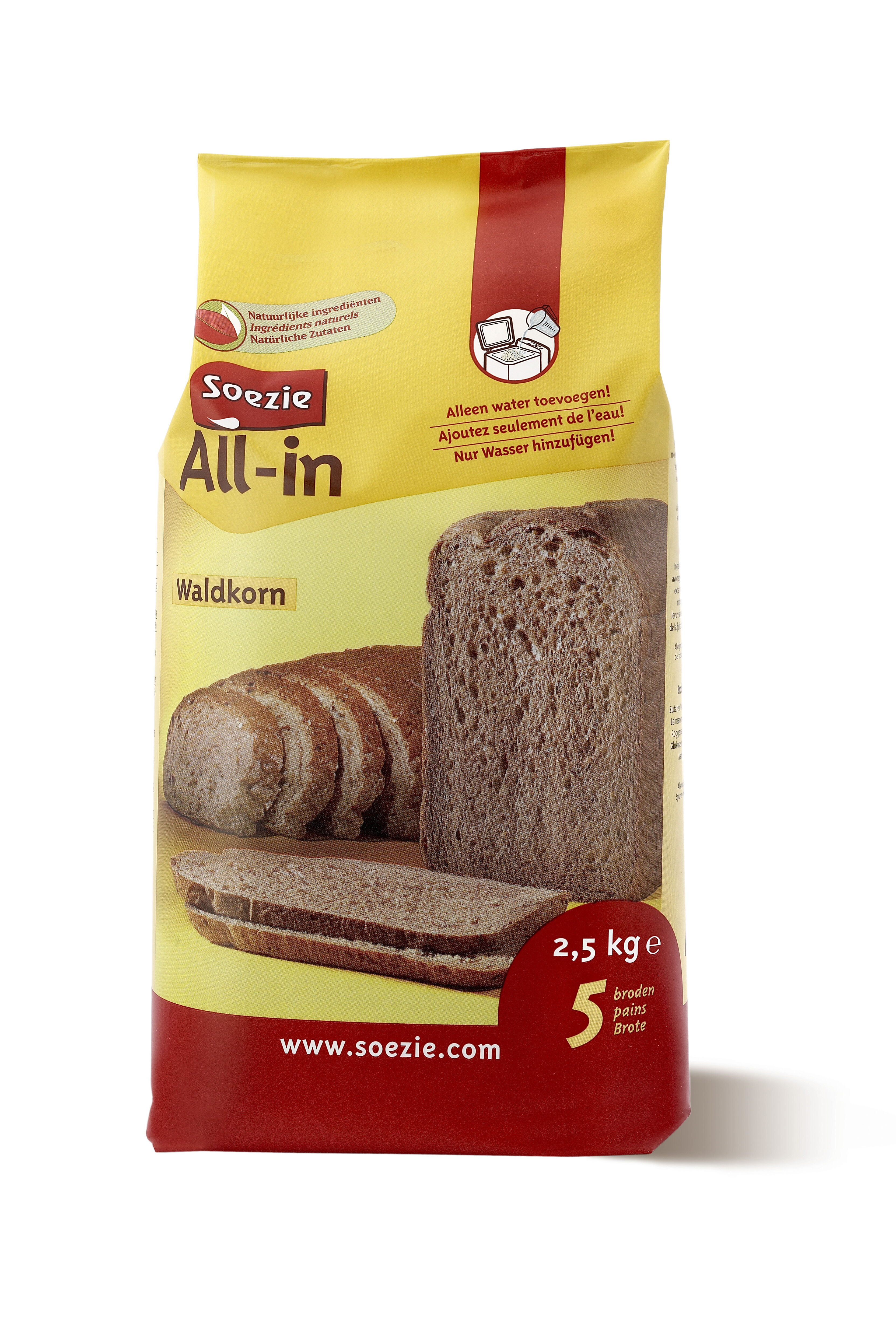 Soezie All-in-mix Waldkorn - Broodmeel - 2.5 Kilogram