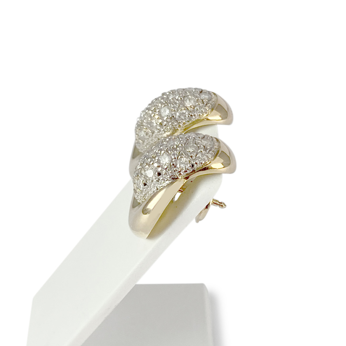 Boucles d'oreilles d'occasion or 750 jaune et rhodié diamants
