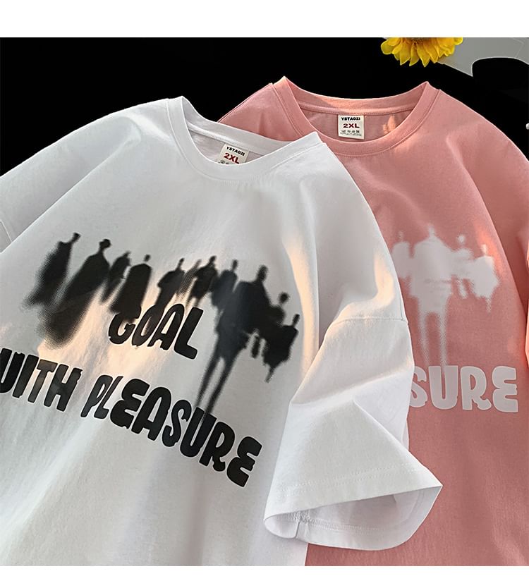 Breeson - T-shirt met korte mouwen, ronde hals en belettering
