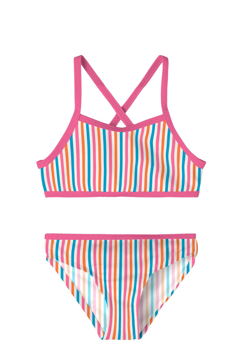 crop bikini NMFZIZA roze/blauw/wit