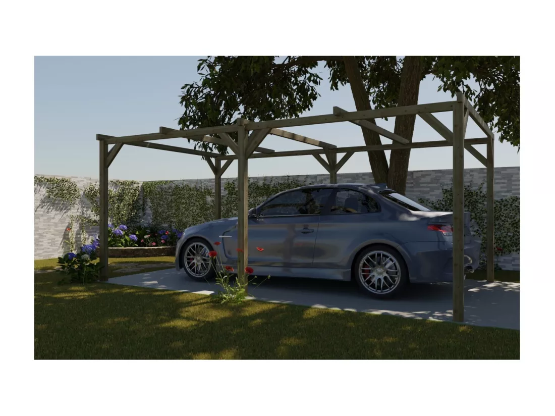 Carport, abri de voiture 3x5,10 m - 15,30 m2 - CAR1 - ALTANKA