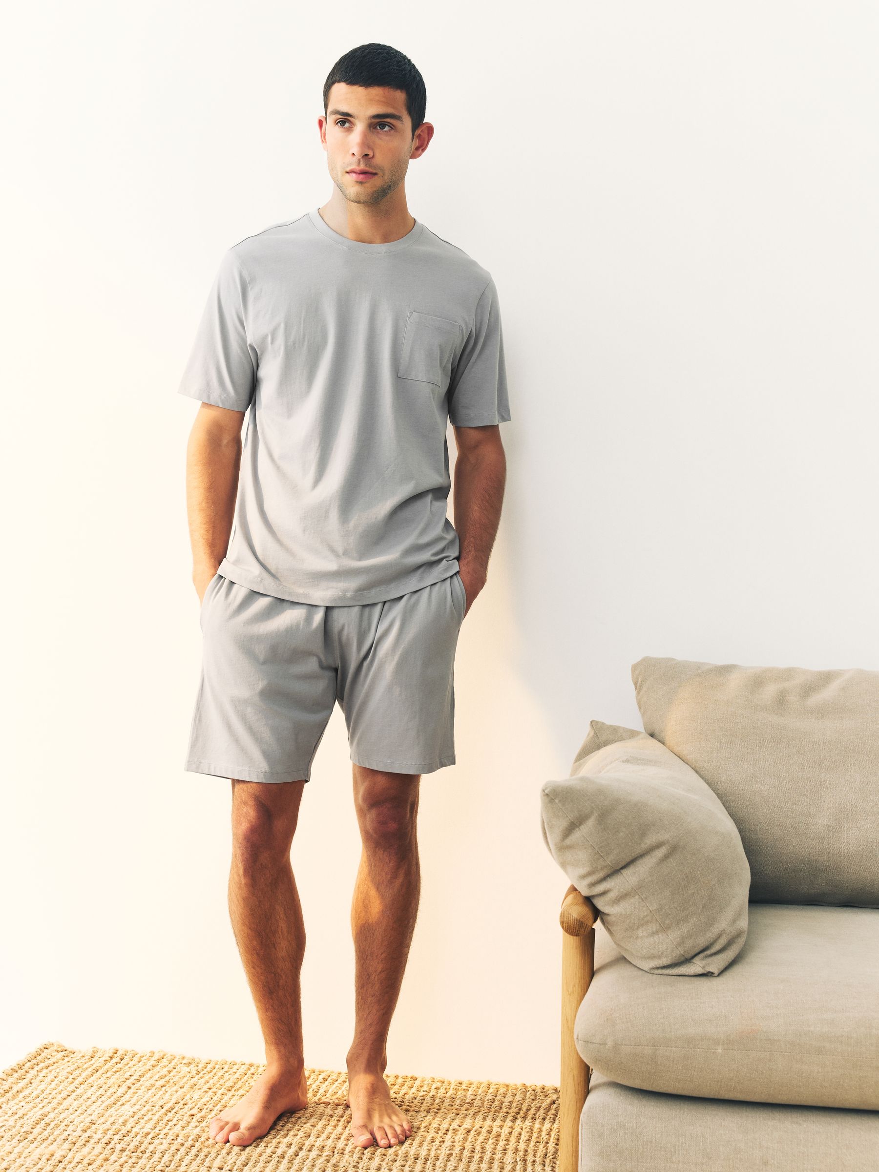 Blauw/chocoladebruin/grijs - Set van 3 jersey pyjamashorts