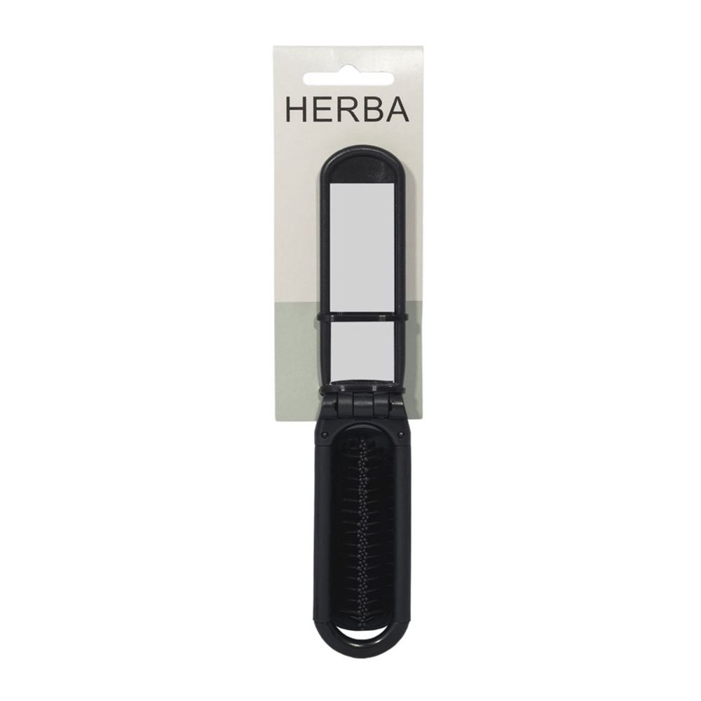 HERBA Klappbürste mit Spiegel schwarz 1 Stk
