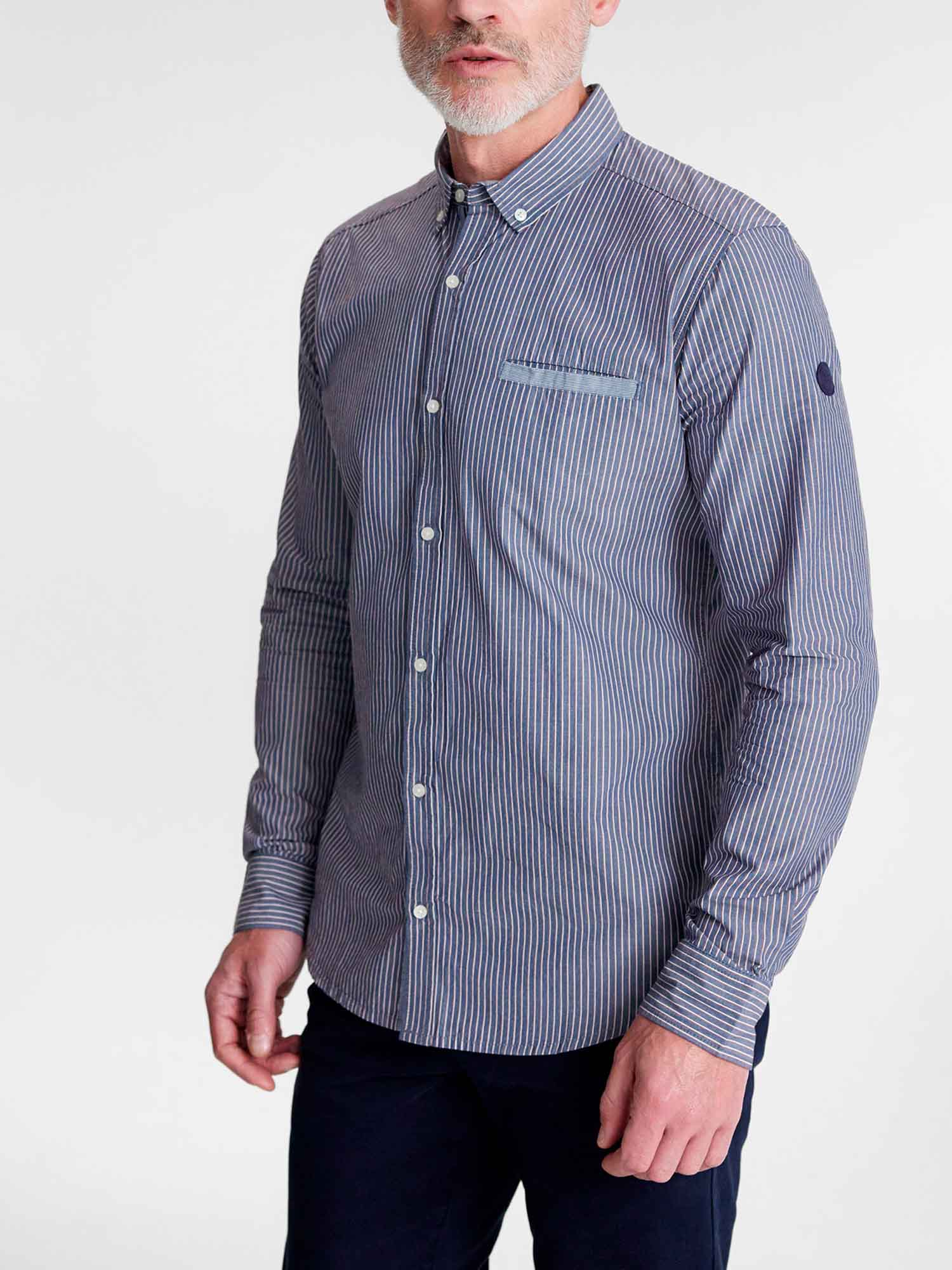 Chemise Homme Lignes Fines Verticales Marine