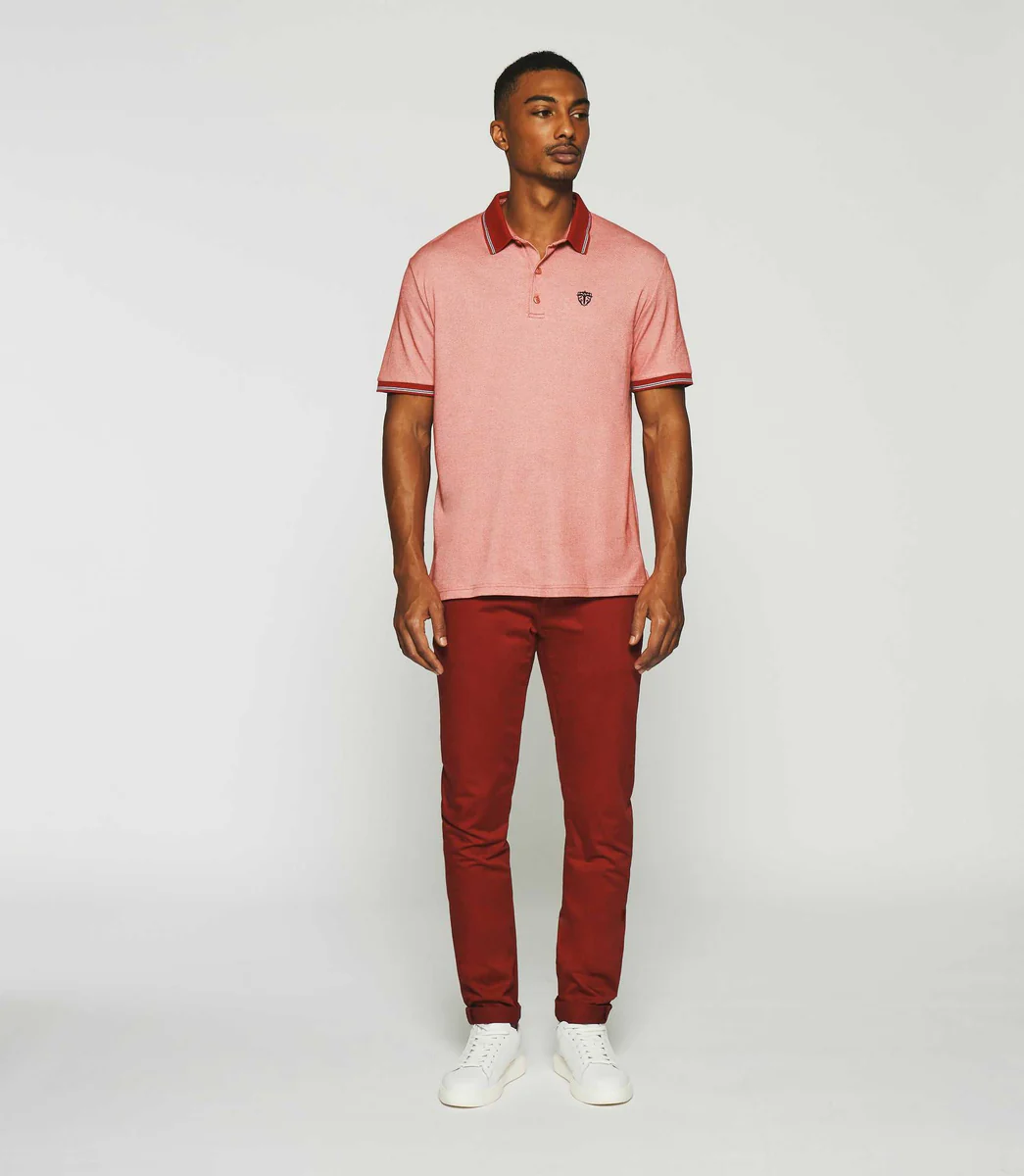 Polo avec broderie rouge chiné GUYOT
