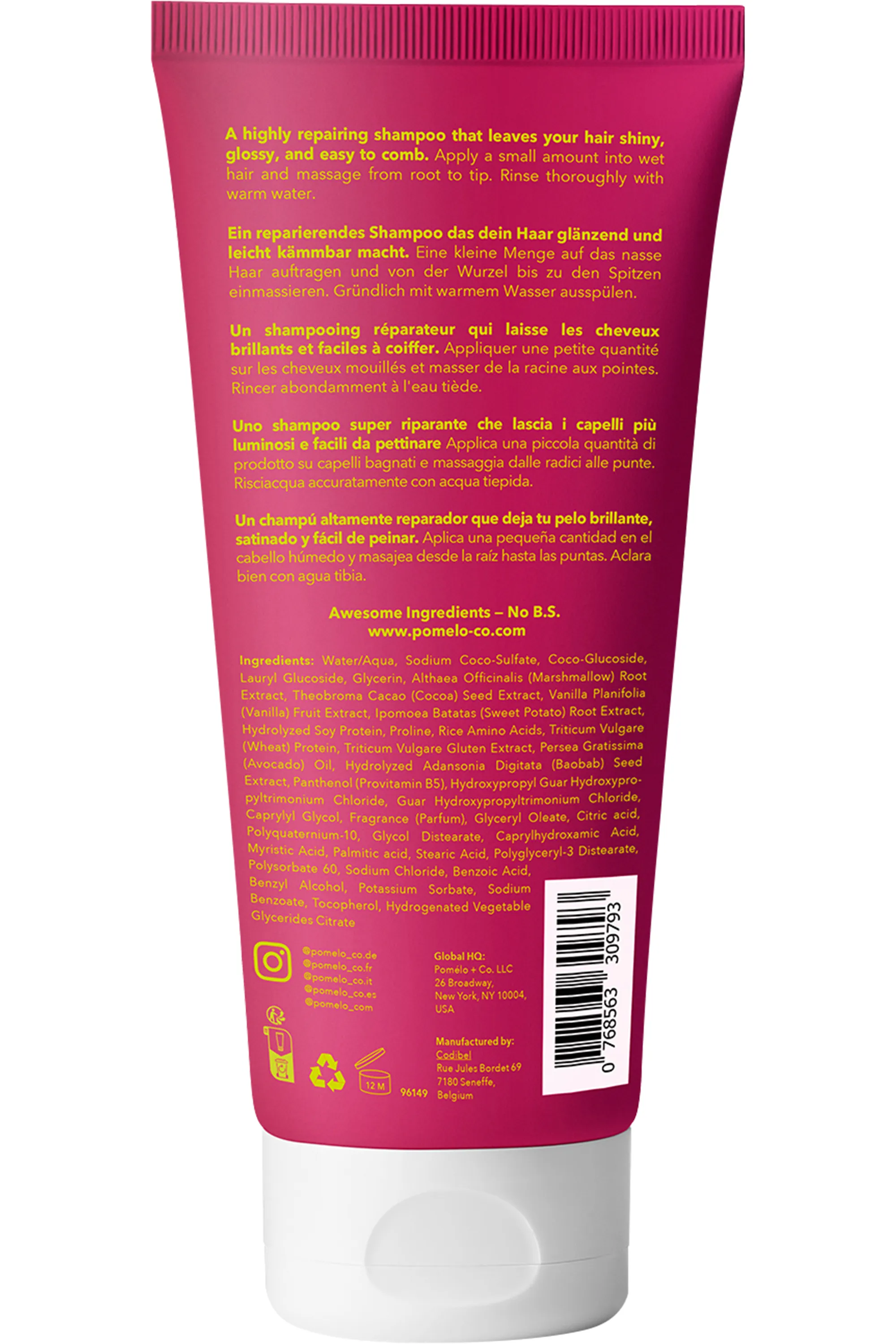 Pomélo+Co Shampoing réparateur pour cheveux secs Vanilla Dream-200 ml