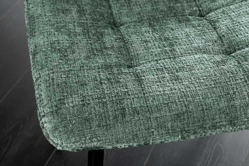 Moderner Design Stuhl TRES CHIC grün Chenille Cremona schwarze Metallbeine