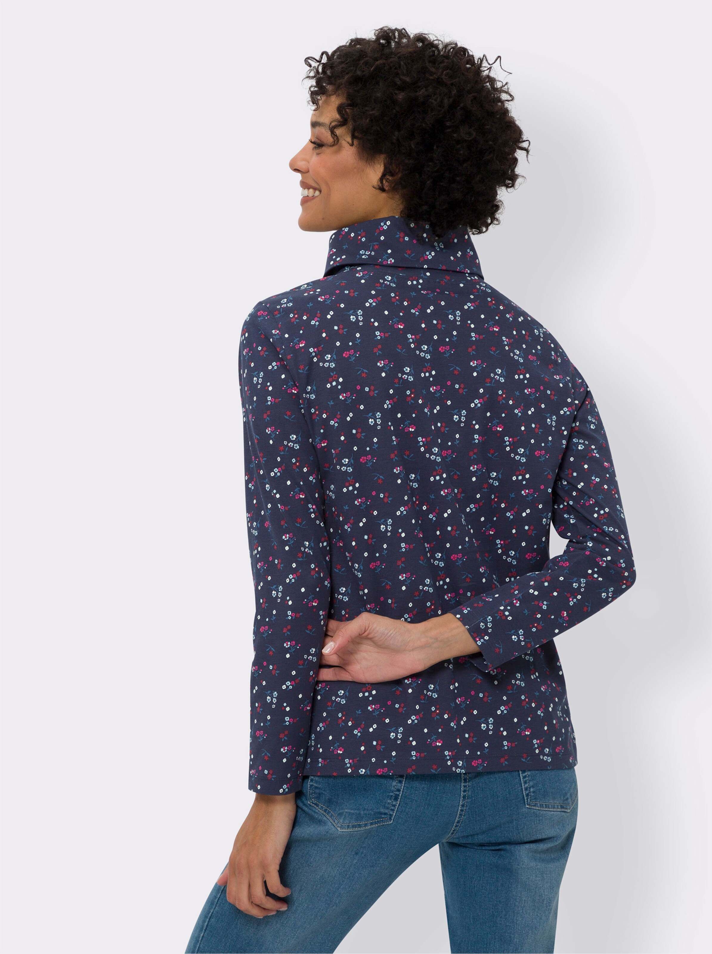 Rollkragenshirt mit Blümchenmuster