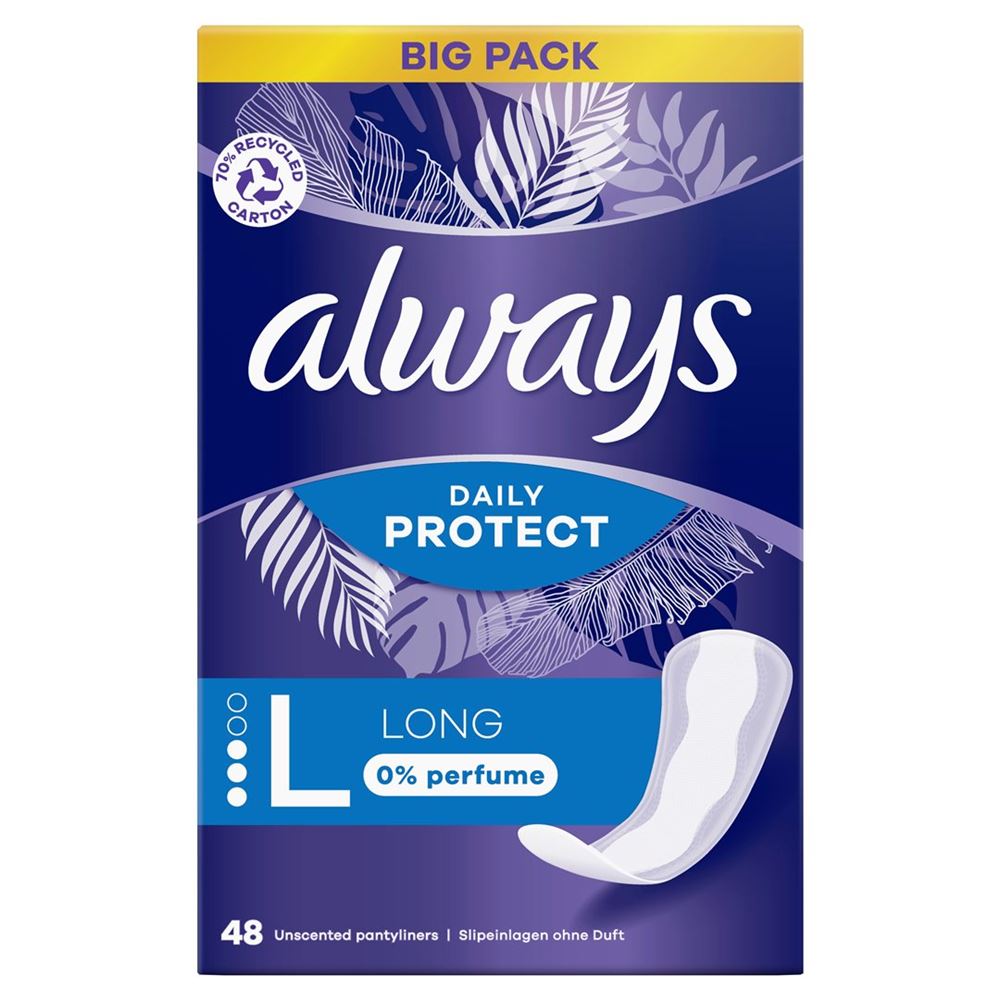 Always Slipeinlage Daily Protect Long ohne Duft BigPack 48 Stk