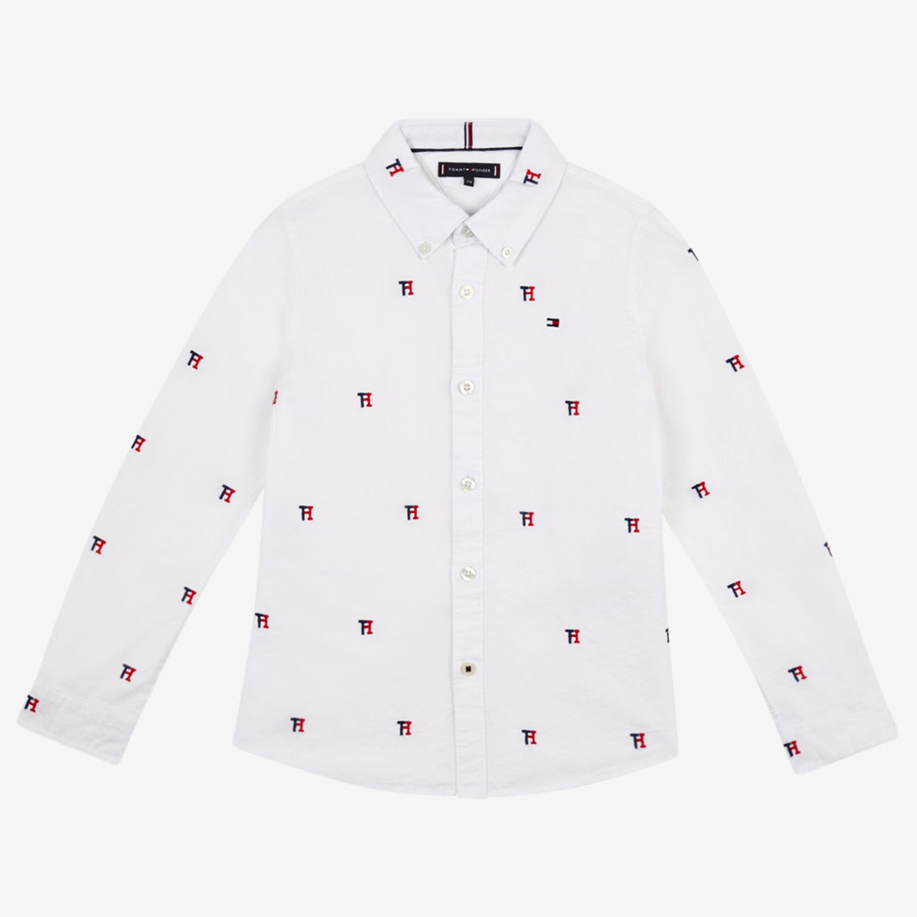 Tommy Hilfiger Chemise en Coton Oxford à logos blanche