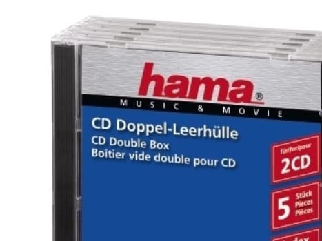 Hama CD Double Jewel Case Standard, Pack 5, 2 disker, Gjennomsiktig