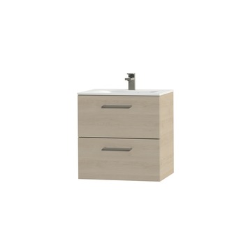 Tiger badkamermeubel Studio 60cm naturel eik/matwit met RVS greep