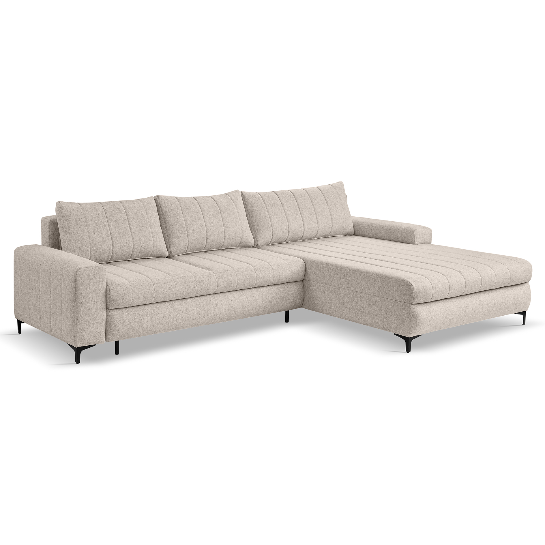 Ecksofa - beige - Liegefunktion und Staukasten
