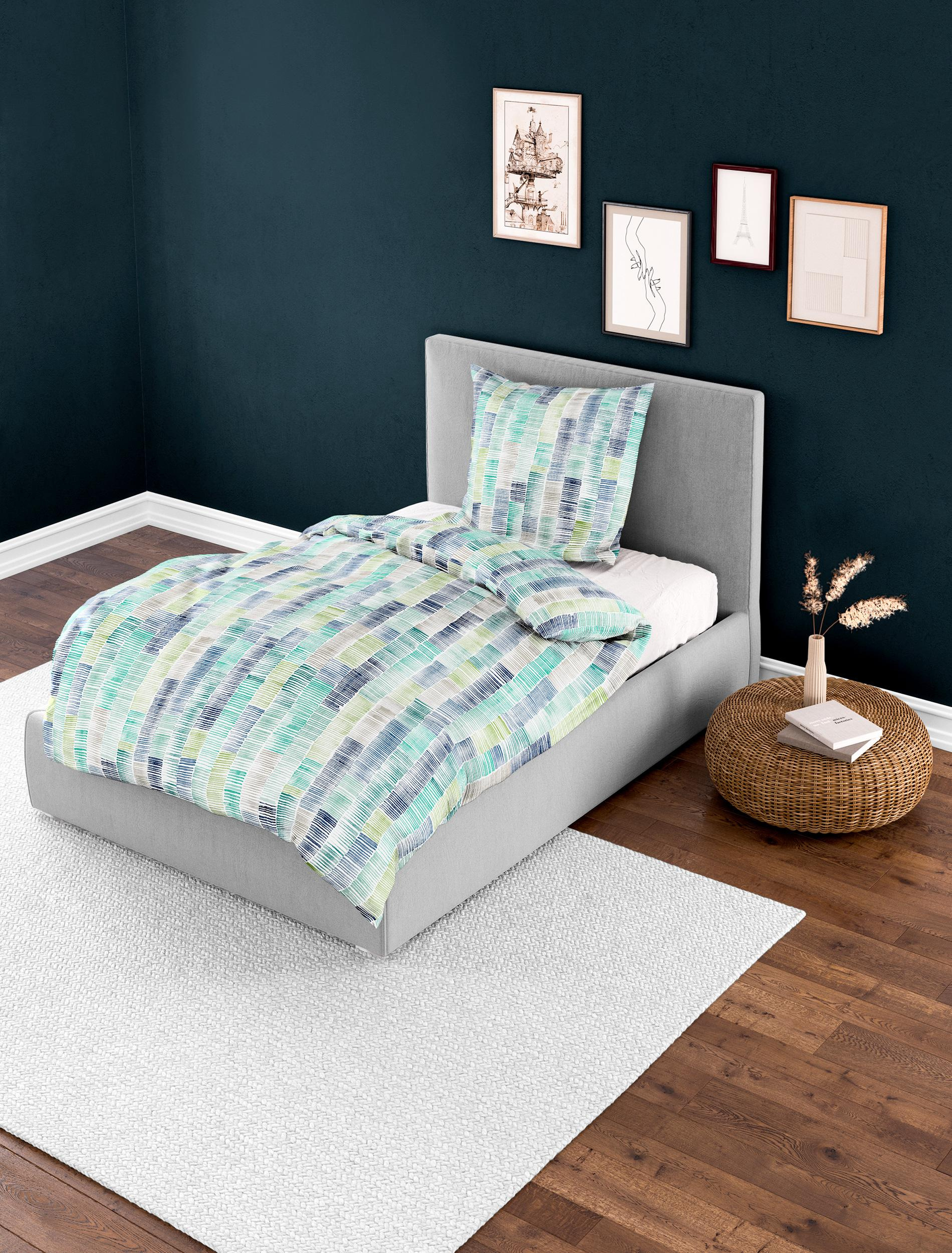 Bettwäsche Mako-Satin JADE 135x200cm, mit 1 Kissen