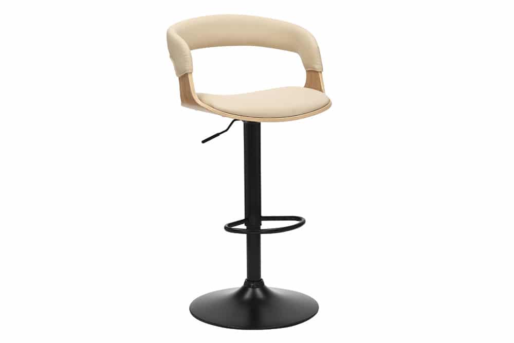 Höhenverstellbarer Barhocker MANHATTAN natur Eiche creme beige Kunstleder drehbar