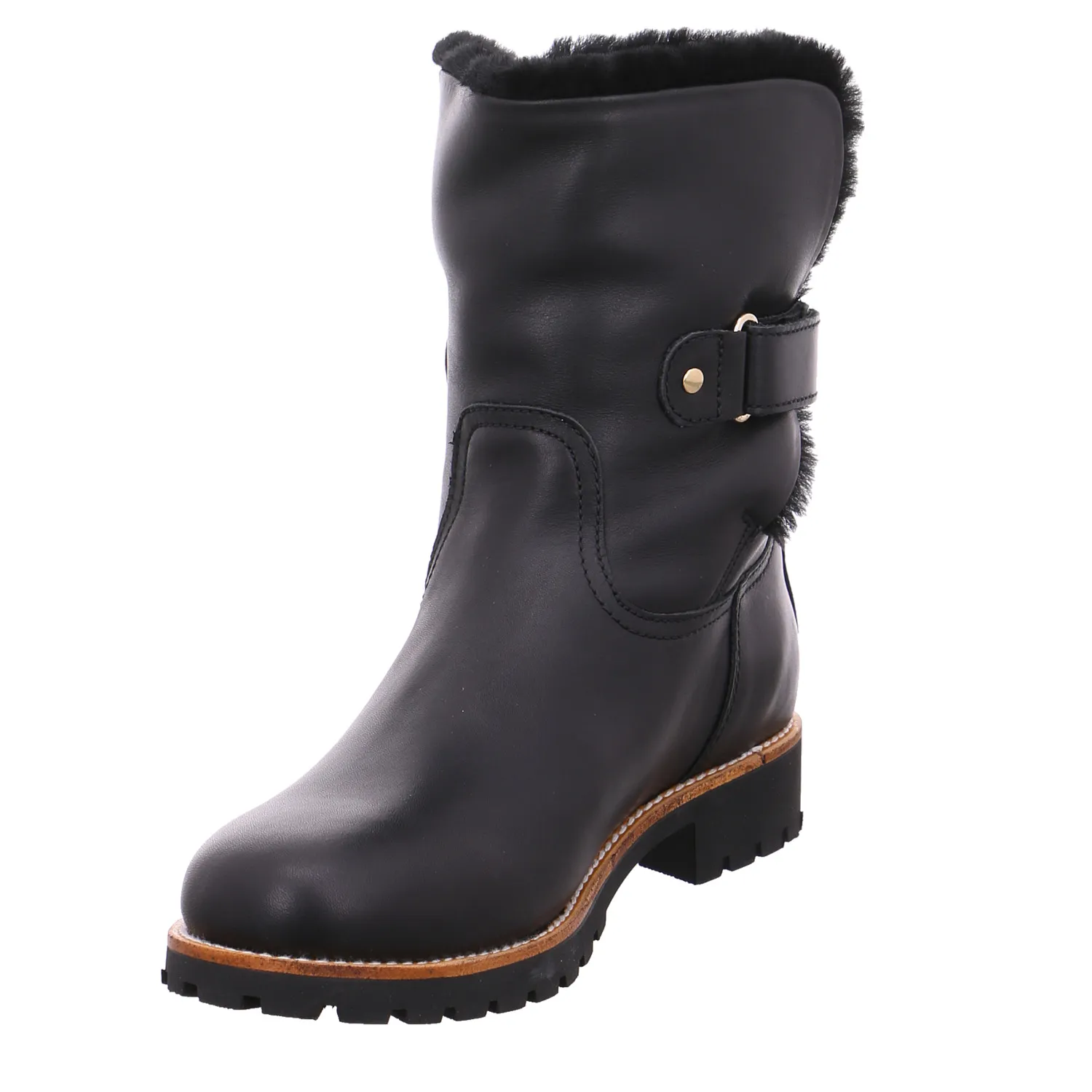 PANAMA JACK Boot Schwarz Leder  mit Lammfell-Futter