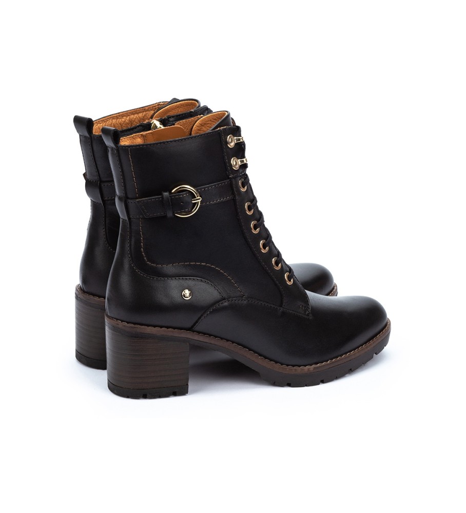 Botas de cano curto Pikolinos Llanes em couro preto - Altura do salto: 6 cm -