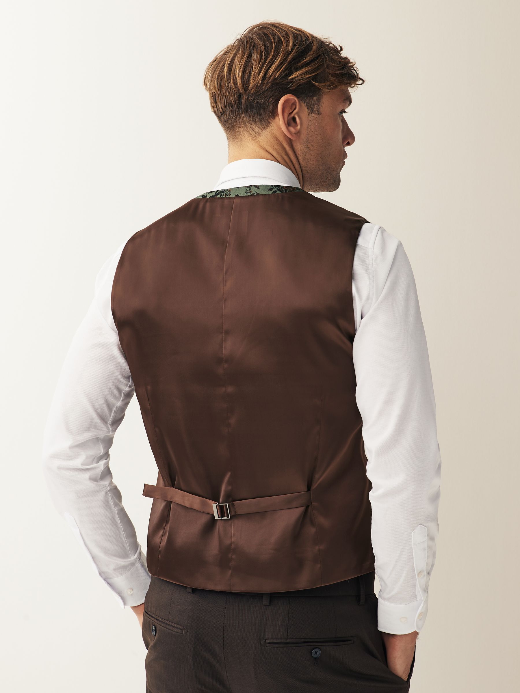 Bosgroen met bloemenprint - Regular fit gilet voor speciale gelegenheden