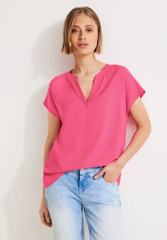 Blusenshirt in Unifarbe - berry rose