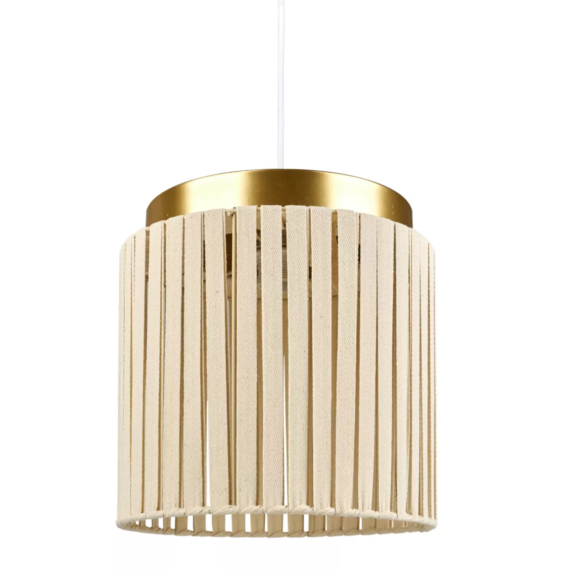 Suspension lumineuse coton et métal (D28 cm) Khéops Or